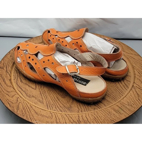 Bernie Mev Women's Orange Sandal Size 37EU / 6.5 US Slip-On Flats - Picture 7 of 14